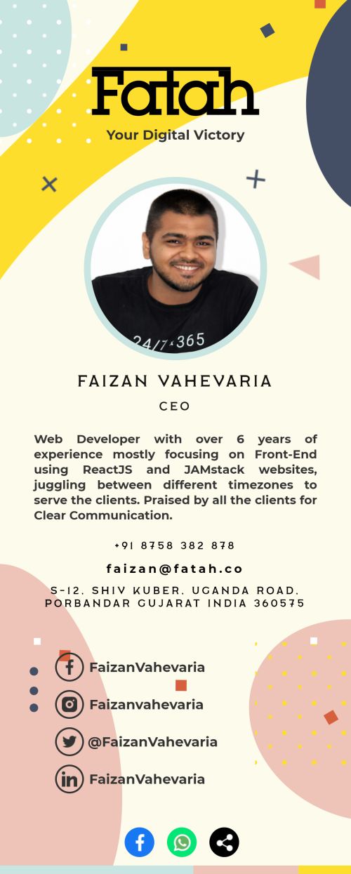 ccl0016 - Faizan Vahevaria - Fatah Digital - Digital Visiting Card by CardNet